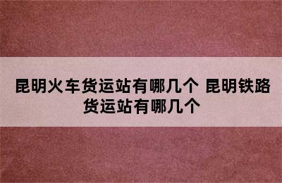 昆明火车货运站有哪几个 昆明铁路货运站有哪几个